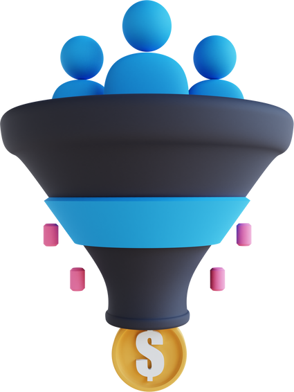 3D illustration sales funnel